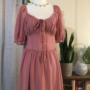 🌱3/30🌱 Pink Cottagecore Midi Dress